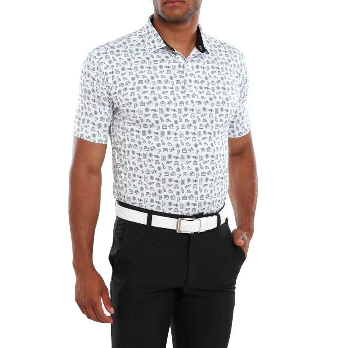 FootJoy Travel Print Lisle Men's Golf Polo Shirt 80046 4 FootJoy Travel Print Lisle Men's Golf Polo Shirt 80046 - Image 2