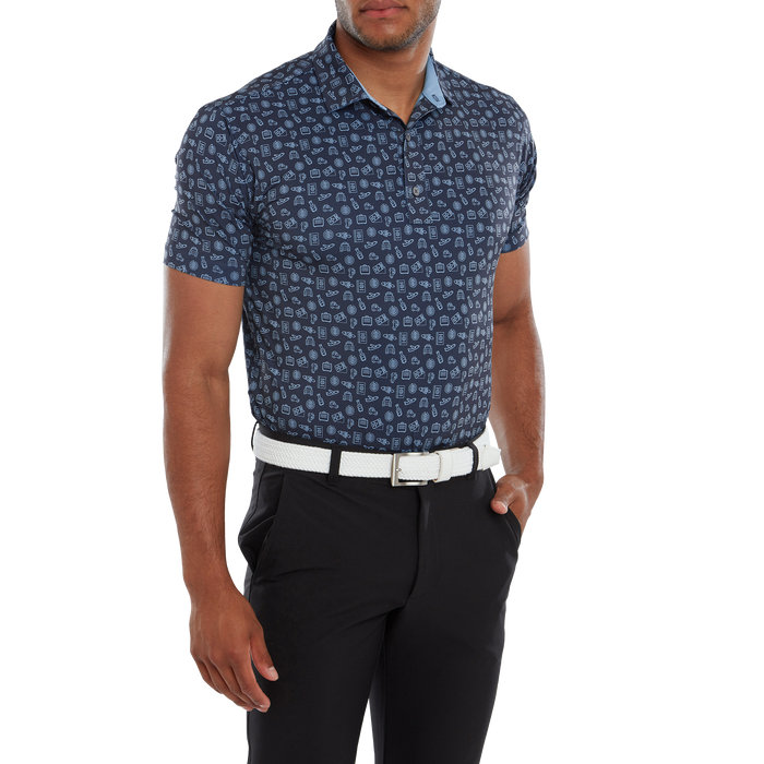 FootJoy Travel Print Lisle Men's Golf Polo Shirt 80047 4 FootJoy Travel Print Lisle Men's Golf Polo Shirt 80047 - Image 2
