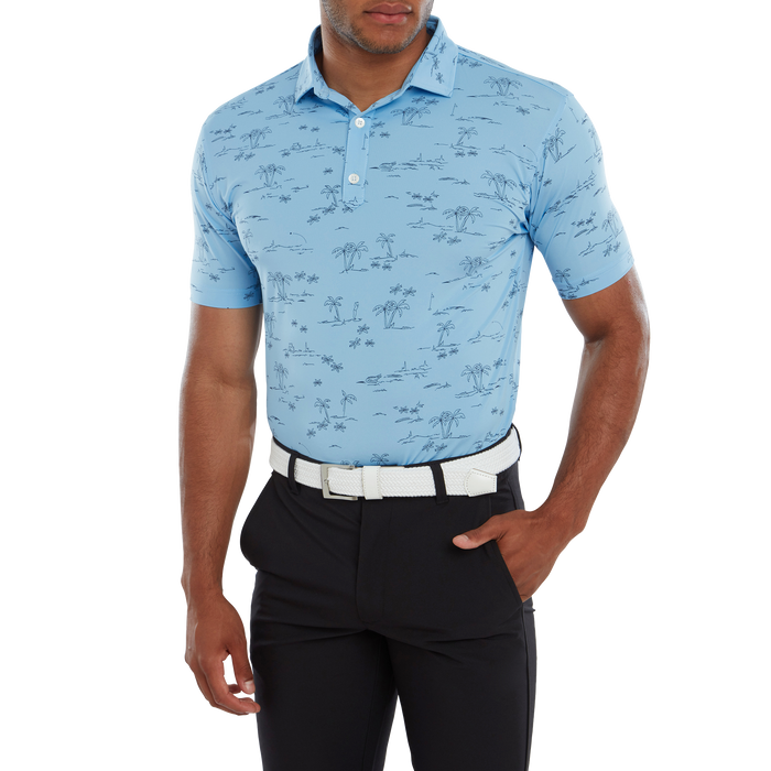 FootJoy Tropic Print Lisle Men's Golf Polo Shirt 80092 4 FootJoy Tropic Print Lisle Men's Golf Polo Shirt 80092 - Image 2
