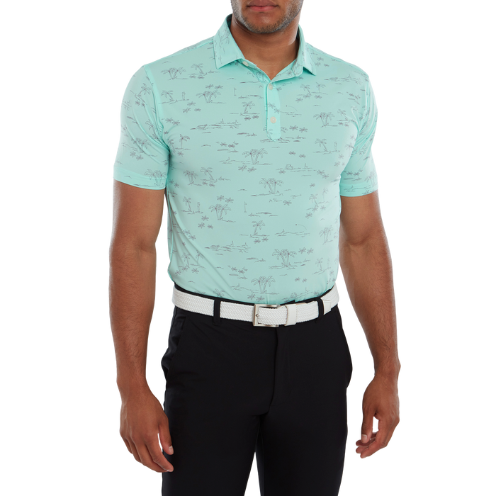 FootJoy Tropic Print Lisle Men's Golf Polo Shirt 80095 4 FootJoy Tropic Print Lisle Men's Golf Polo Shirt 80095 - Image 2