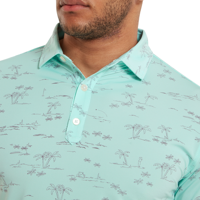 FootJoy Tropic Print Lisle Men's Golf Polo Shirt 80095 7 FootJoy Tropic Print Lisle Men's Golf Polo Shirt 80095 - Image 5
