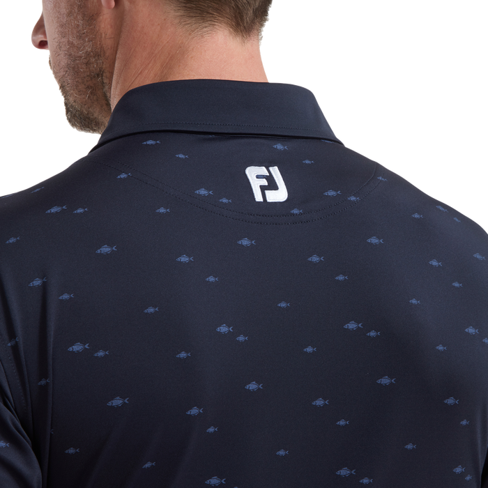 FootJoy School Of Fish Print Lisle Golf Shirt 88386 7 FootJoy School Of Fish Print Lisle Golf Shirt 88386 - Image 5