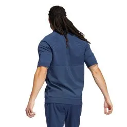 Adidas Statement Primeknit Quarter-Zip Half Sleeve Golf Pullover -Cheap Clothing Store HE2889 5 APPAREL OnModel BackView white 700x700